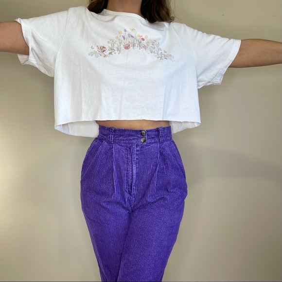 Vintage Purple High Waist Corduroy Pants (XS/S) - Picture 4 of 5